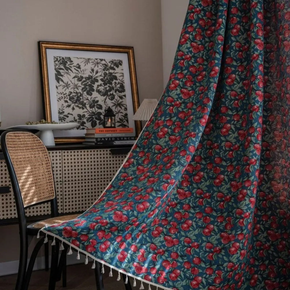 Cherry Blossom Tassel Curtain Panel