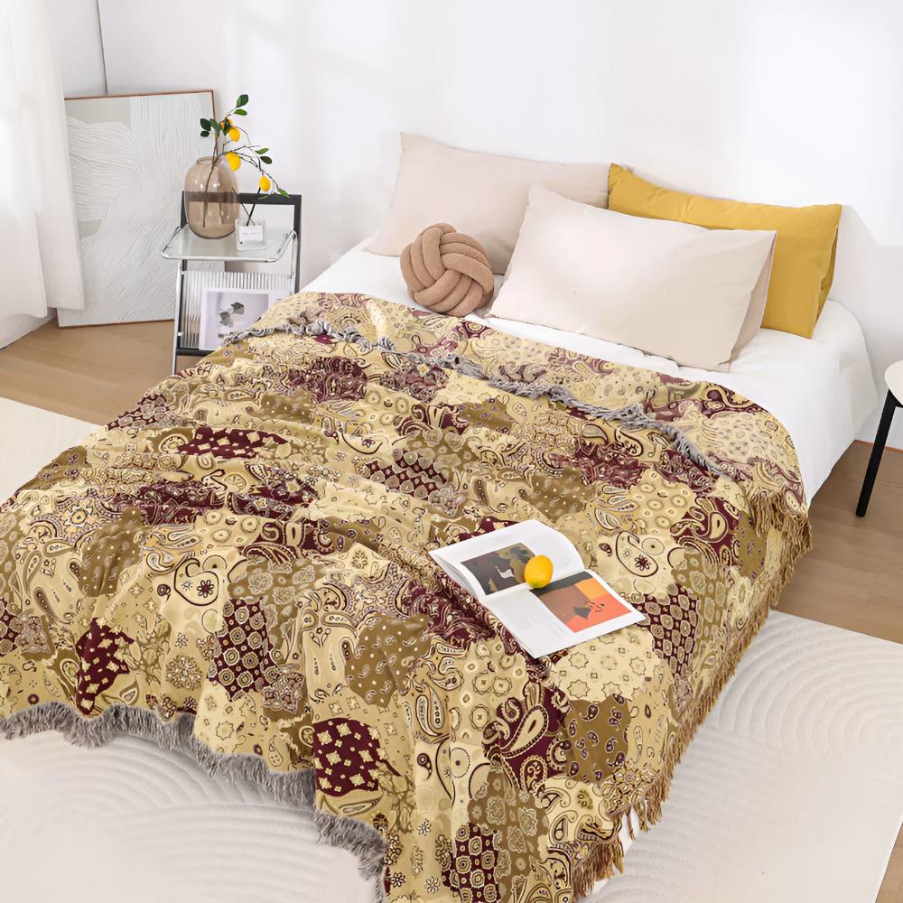 Reversible Bohemian Paisley Cotton Blanket