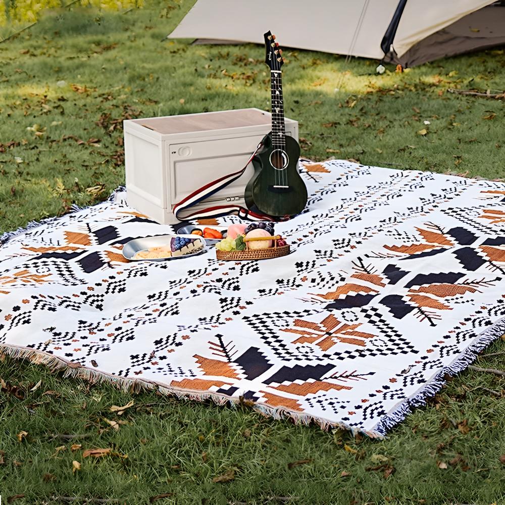 Moroccan Boho Pattern Picnic Mat for Indoor and Outdoor Use