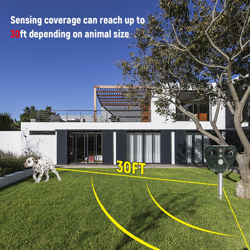 Solar-Powered Ultrasonic Bird Repeller with LED Lights