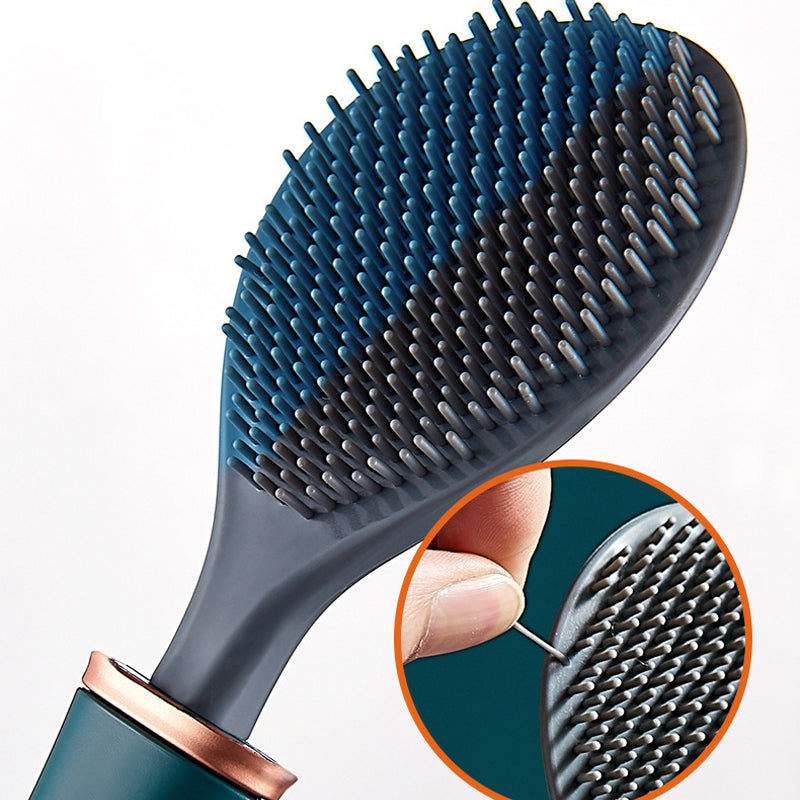 Long-Handled Silicone Toilet Cleaning Brush with Wall Mount