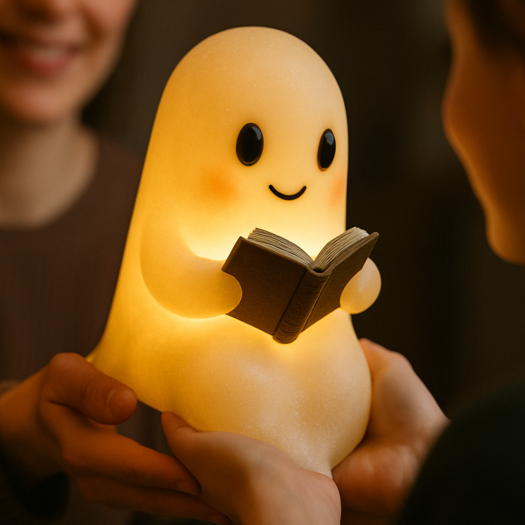 Handmade Ghost Night Light Lamp with Warm White Glow
