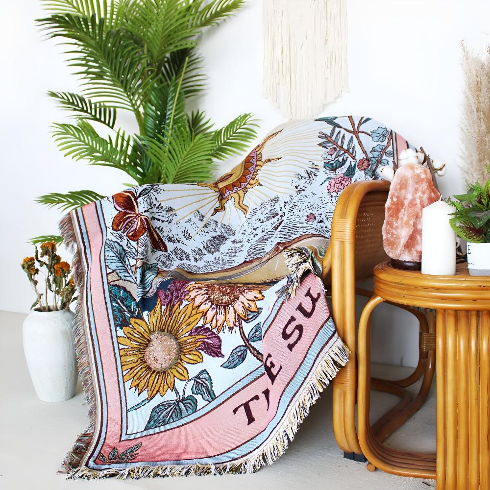 Boho Sun Tarot Tapestry Blanket