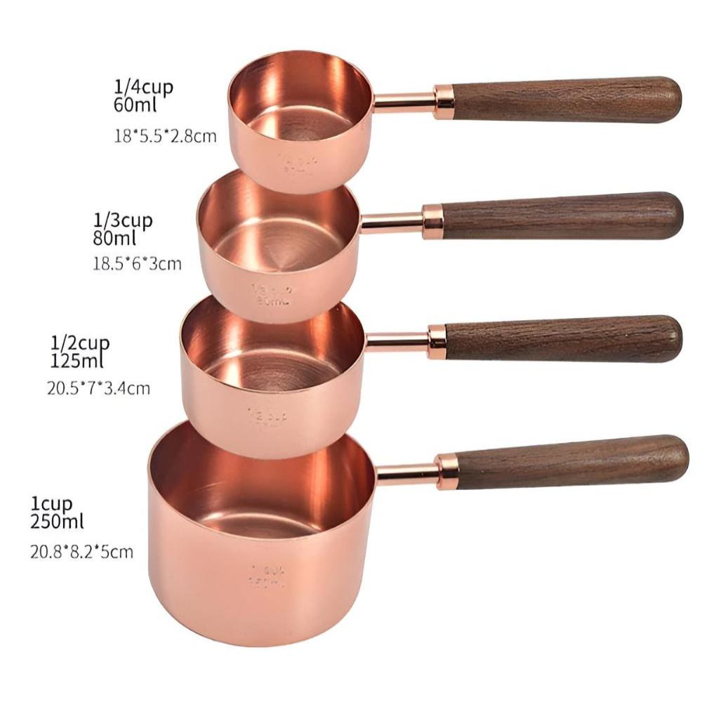 Copper-Plated Stainless Steel Measuring Cups and Spoons Set