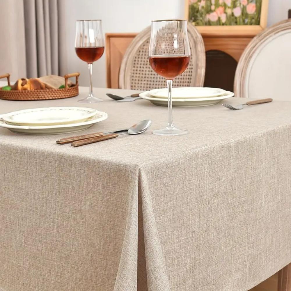 Cotton-Linen Blend Minimalist Rectangle Tablecloth