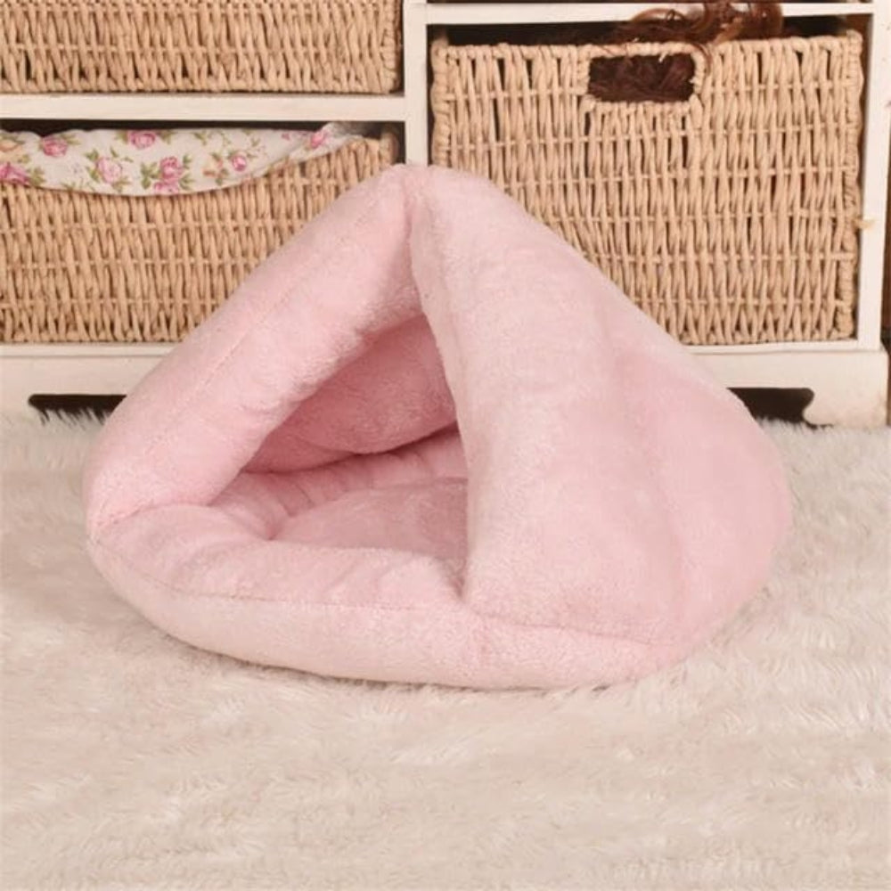 Cozy Polar Fleece Pet Cave Bed for Cats and Small Dogs