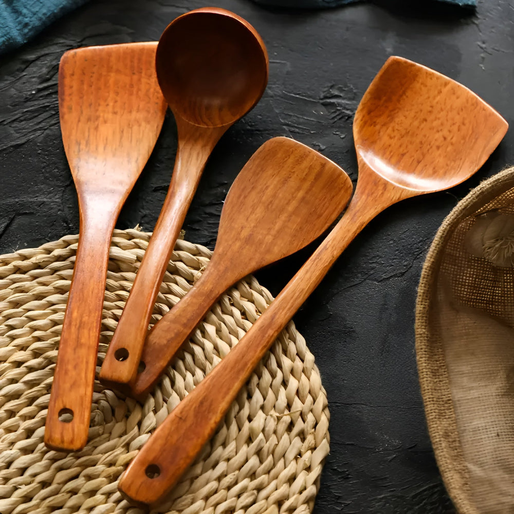 Premium Natural Hardwood Kitchen Utensil Set