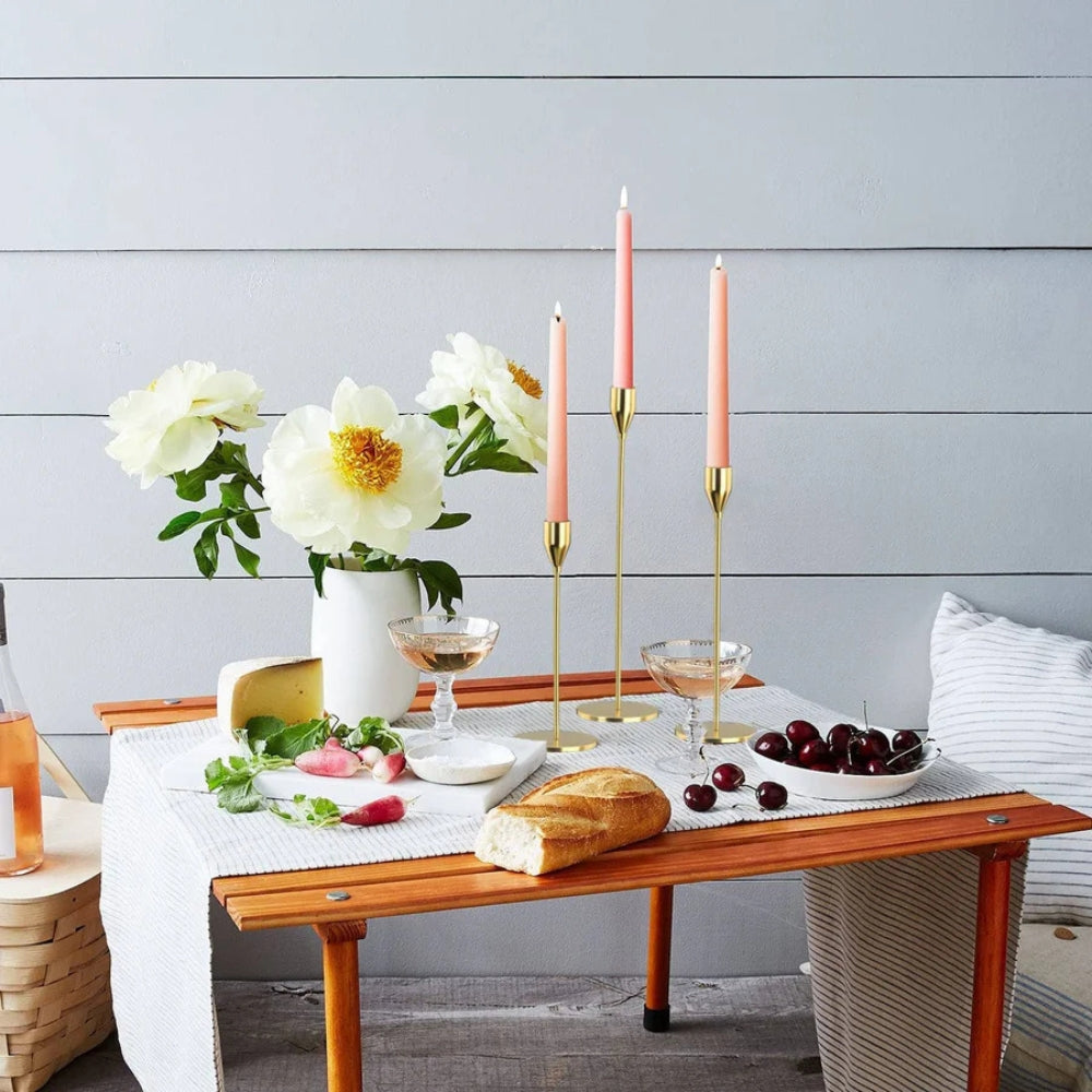 Tall Stainless Steel Candle Holder Set - Modern Trio