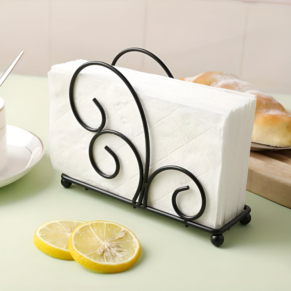 Stylish Iron Swirl Napkin Holder with Anti-Slip Base