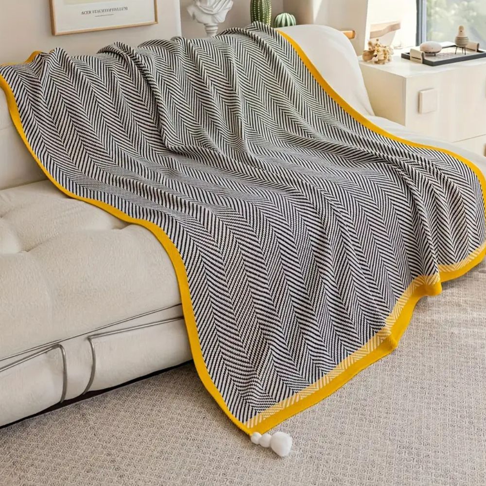 Golden Chevron Lightweight Throw Blanket