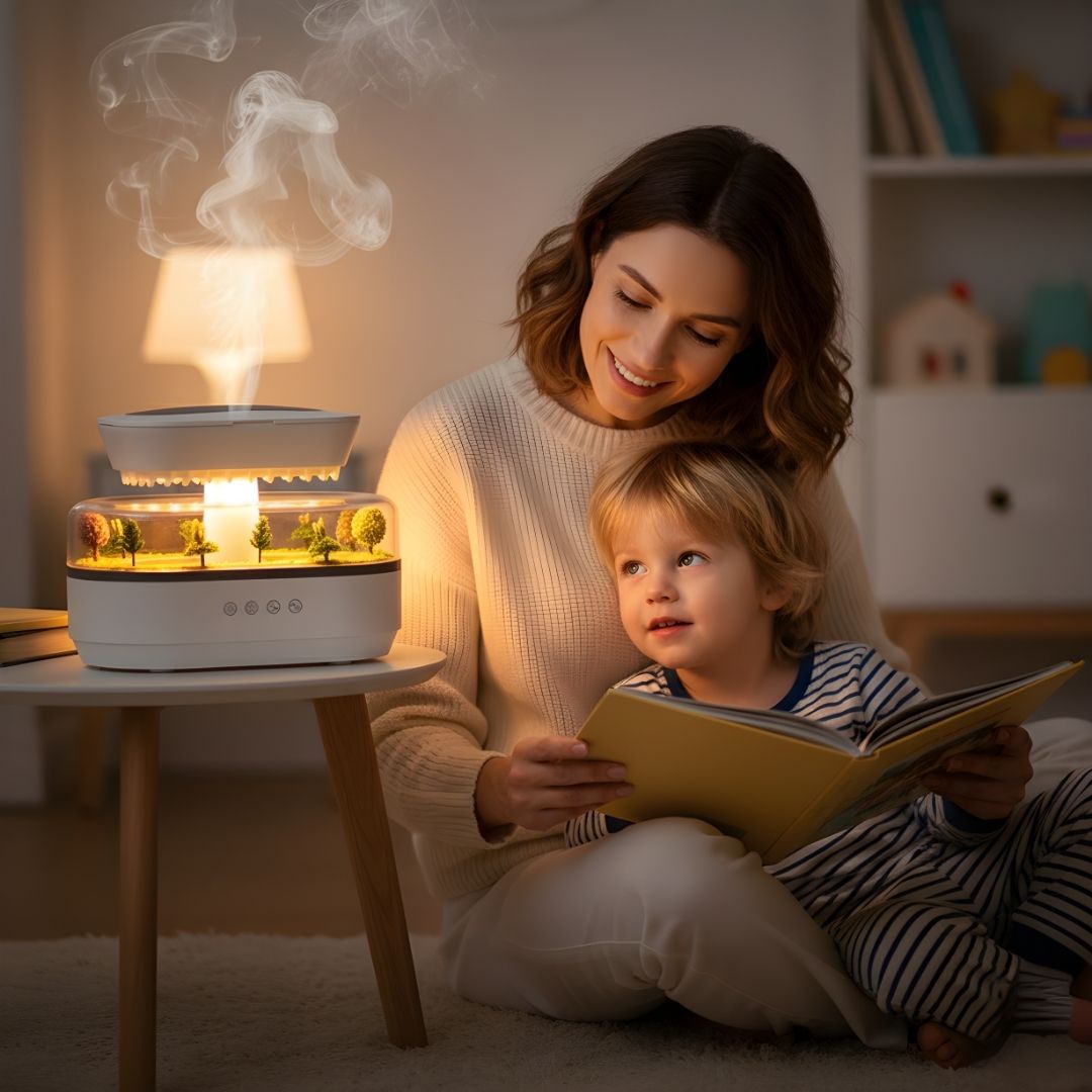 Quiet LED Night Light Humidifier Diffuser for Dry Air Relief and Relaxing Sleep