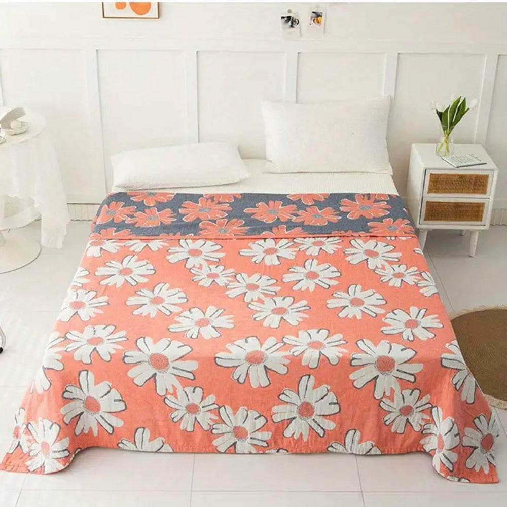 Daisy Print Cotton Gauze Summer Blanket
