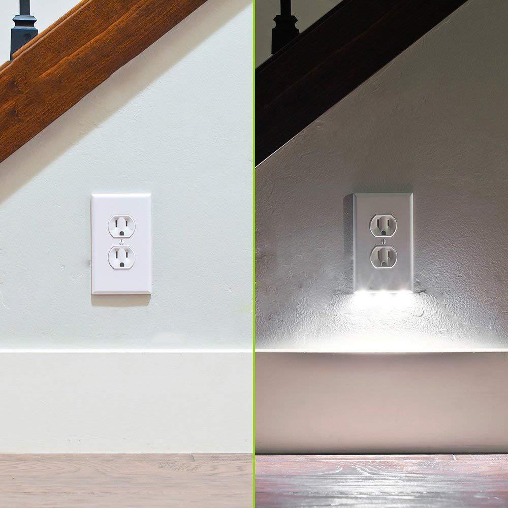 LED Night Light Outlet Wall Plate with Light Sensor