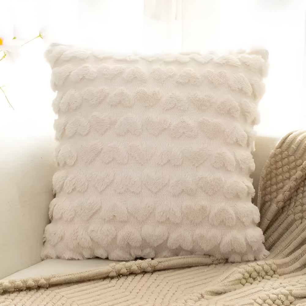 Plush Heart-Shaped Cushion Cover
