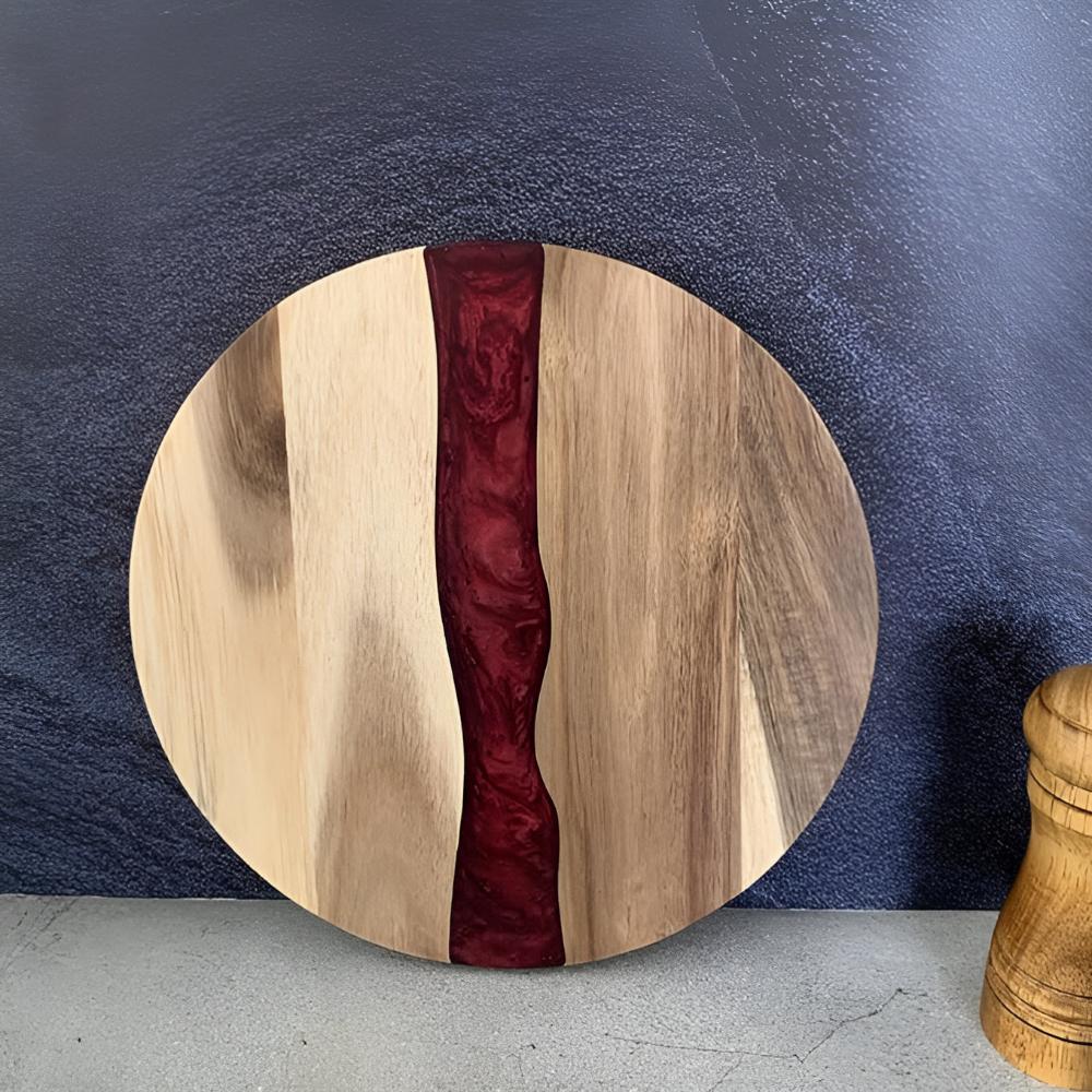 Round Acacia Wood Chopping Board with Epoxy Resin Design