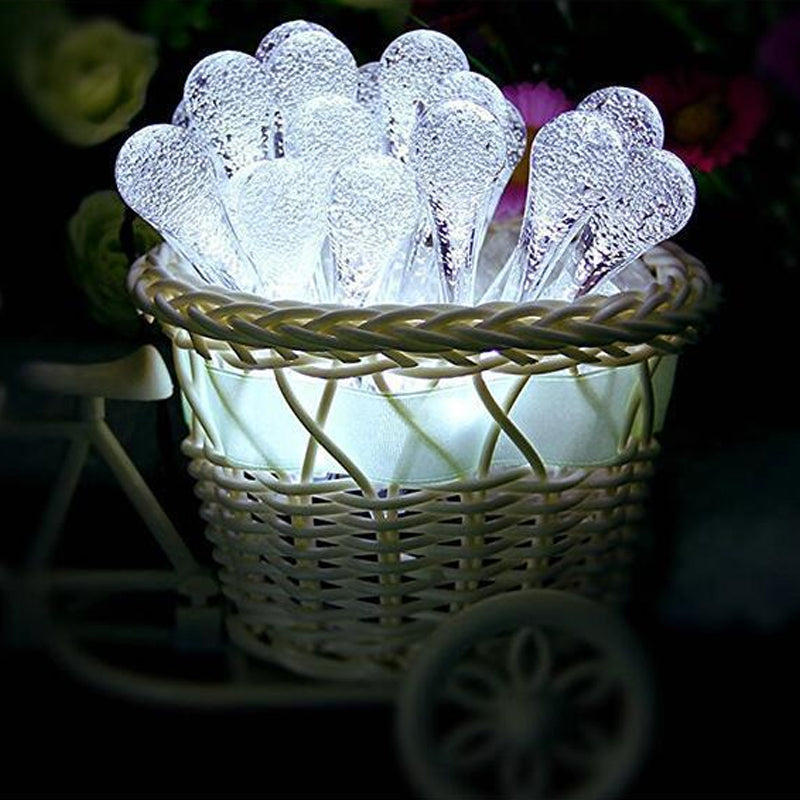Solar Powered Water Droplet String Lights with 8 Lighting Modes