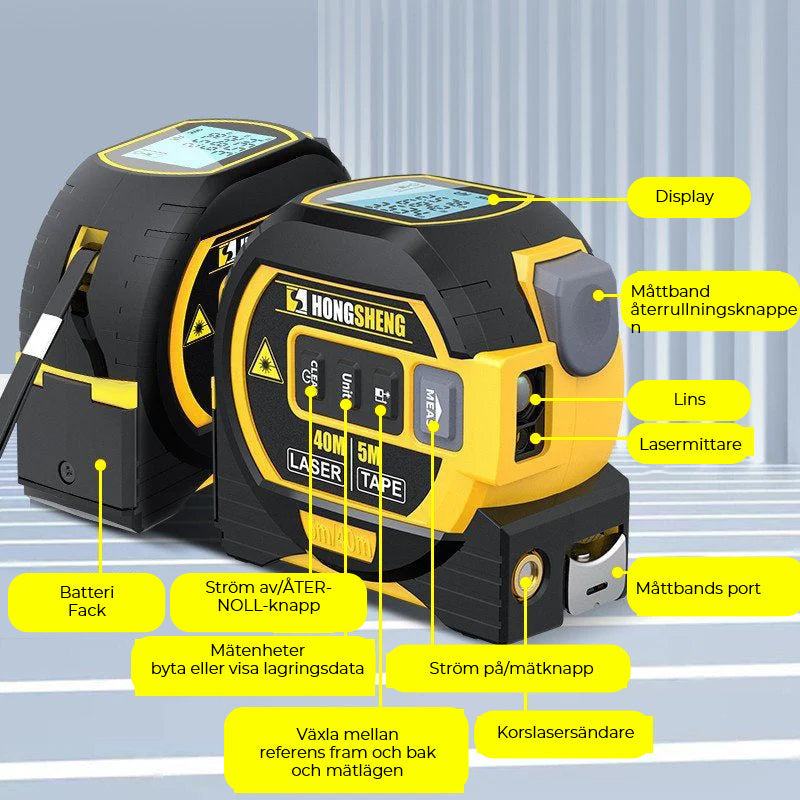 3-in-1 Laser Distance Meter and Tape Measure