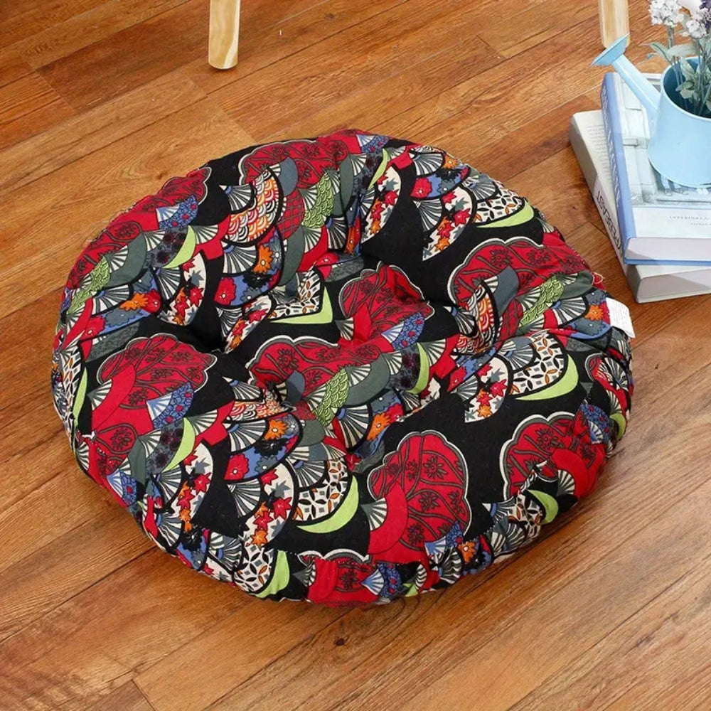 Round Floral Boho Cushion for Floor Seating