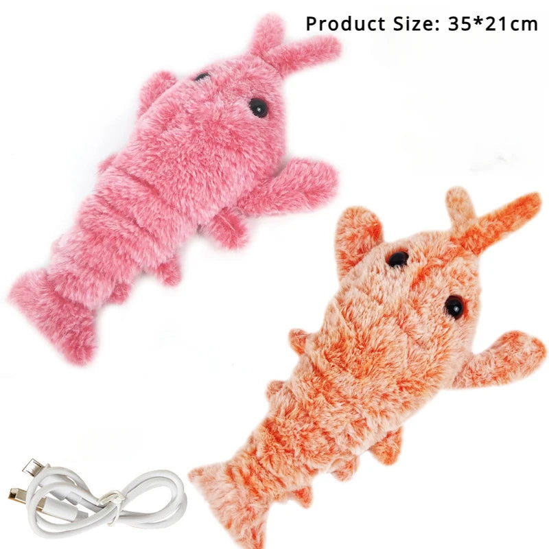 Interactive Plush Electric Jumping Shrimp Toy for Cats and Small Dogs