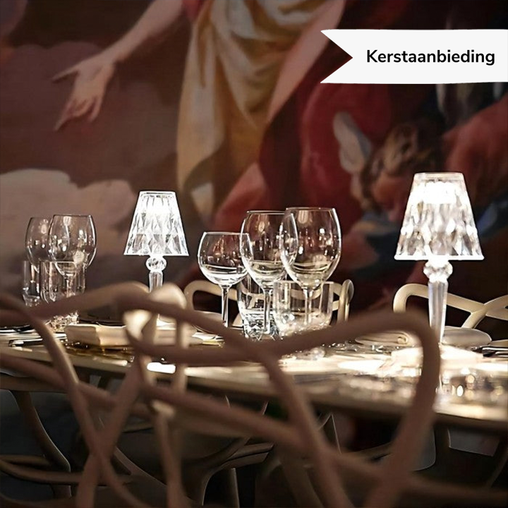 Dimmable Crystal LED Table Lamp - Wireless Rechargeable Mood Light