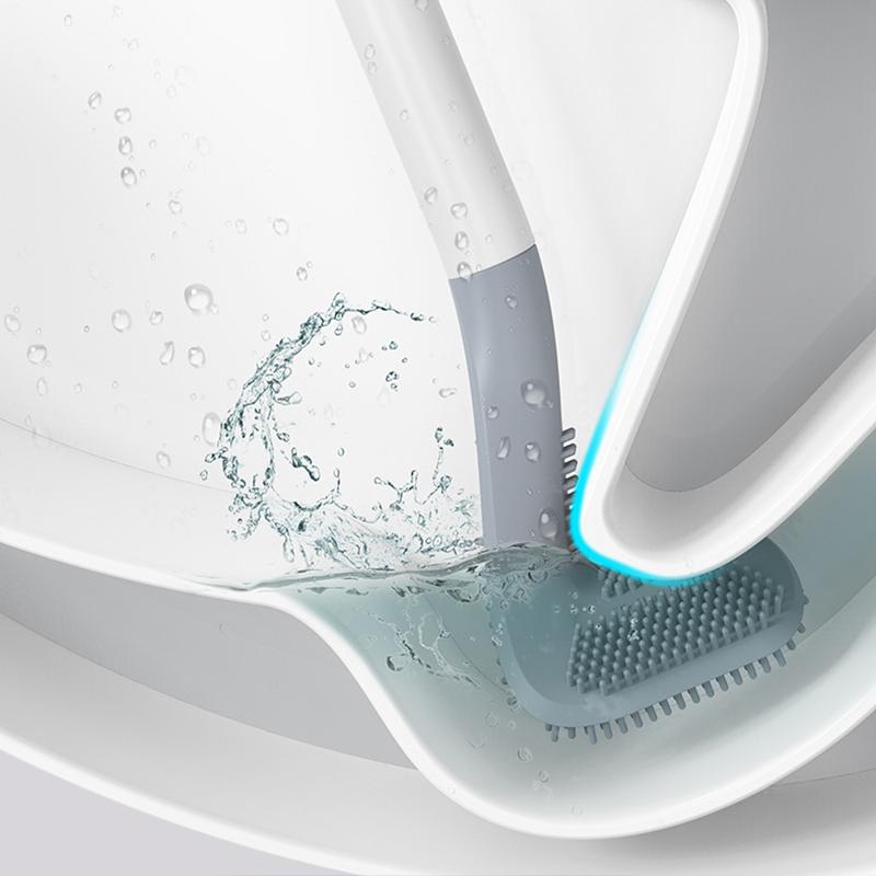 Flexible Silicone Golf Toilet Brush with Long Handle and Wall Mount