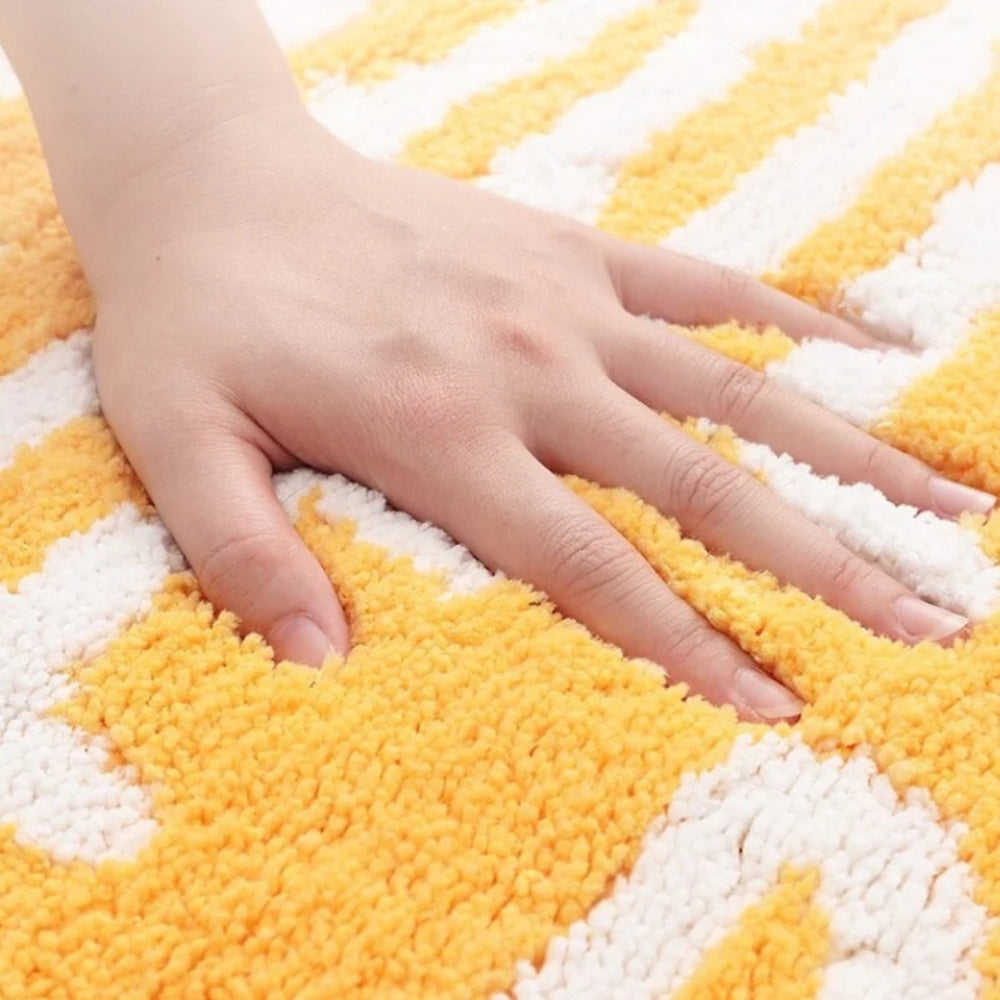 Non-Slip Lemon Bath Mat in Soft Cotton Microfibre