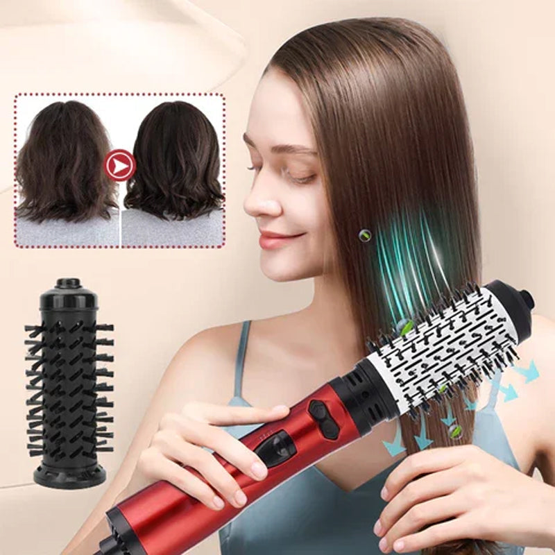2-in-1 Rotating Hot Air Styler with Interchangeable Brushes