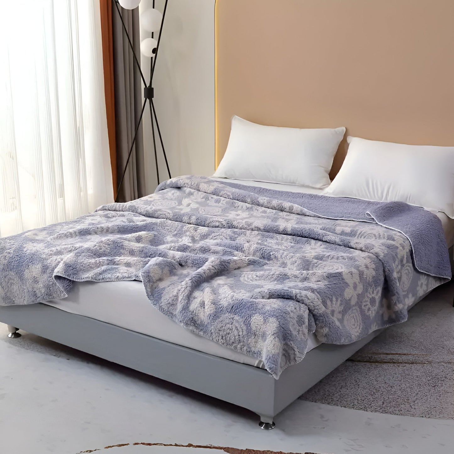Reversible Lavender Fleece Throw Blanket
