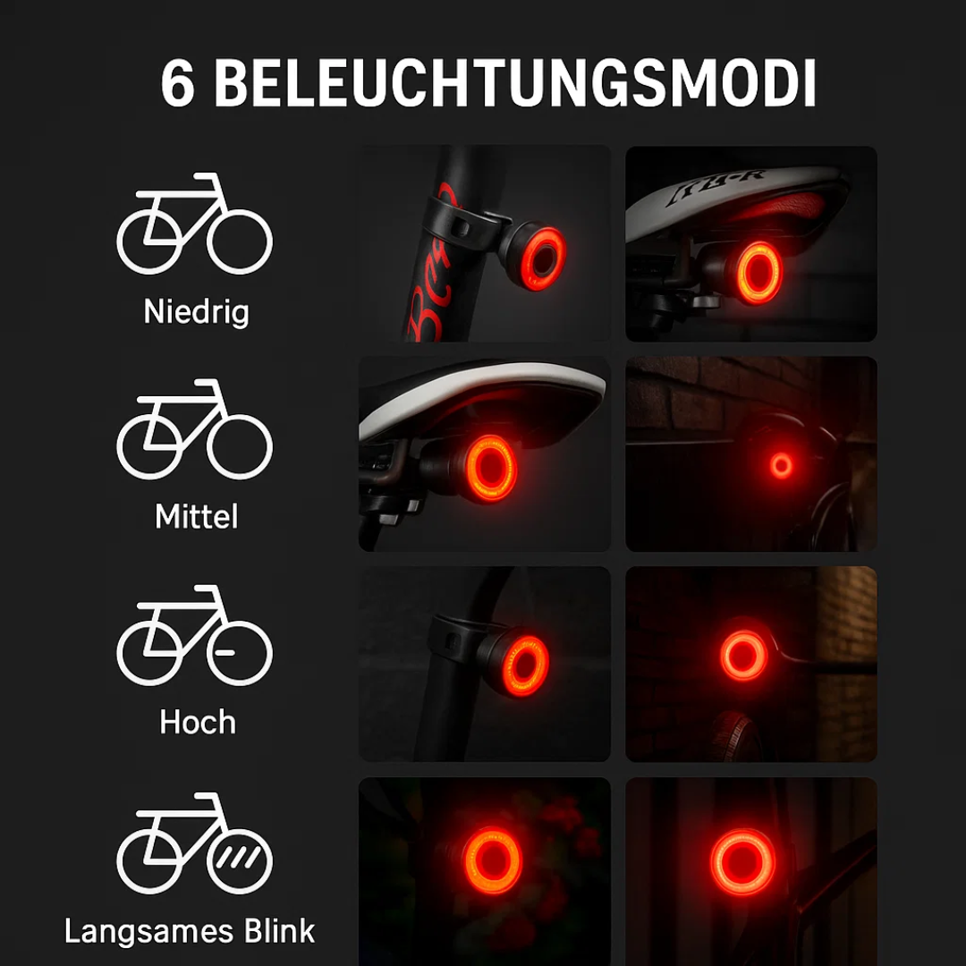 USB Rechargeable Smart Bike Rear Light with Automatic Brake Signal