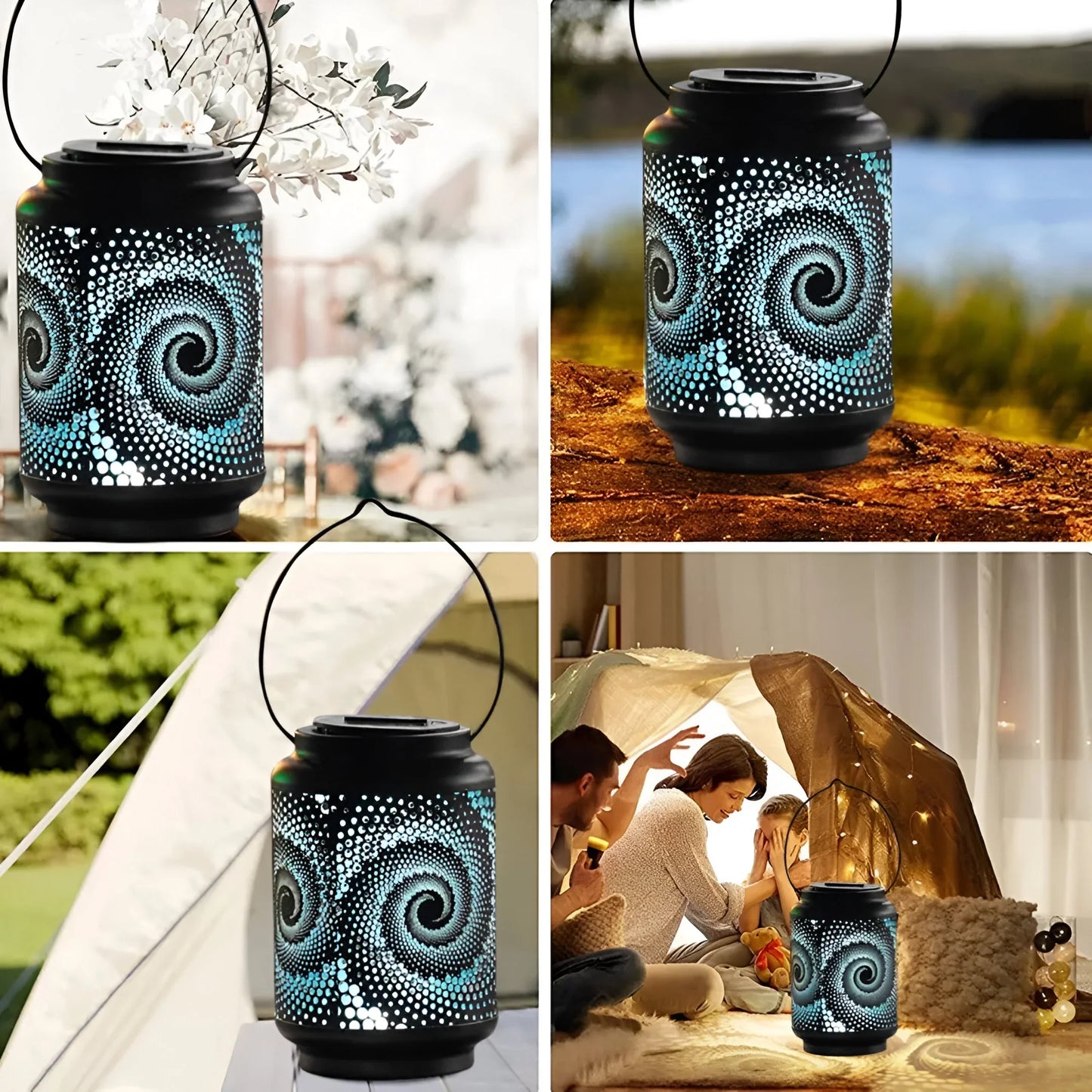 Solar Garden Lantern with Artistic Light Patterns