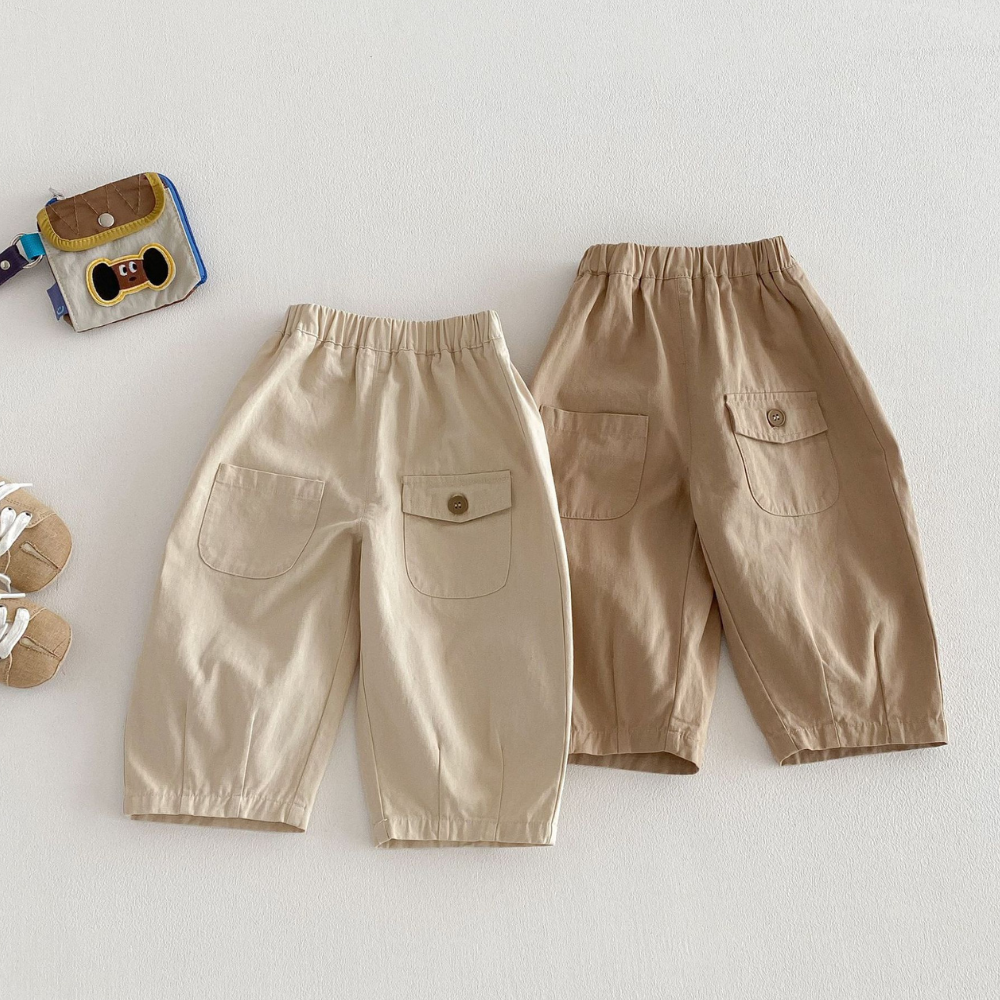 Comfortable Cotton Blend Cargo Pants for Toddlers and Kids with Pockets
