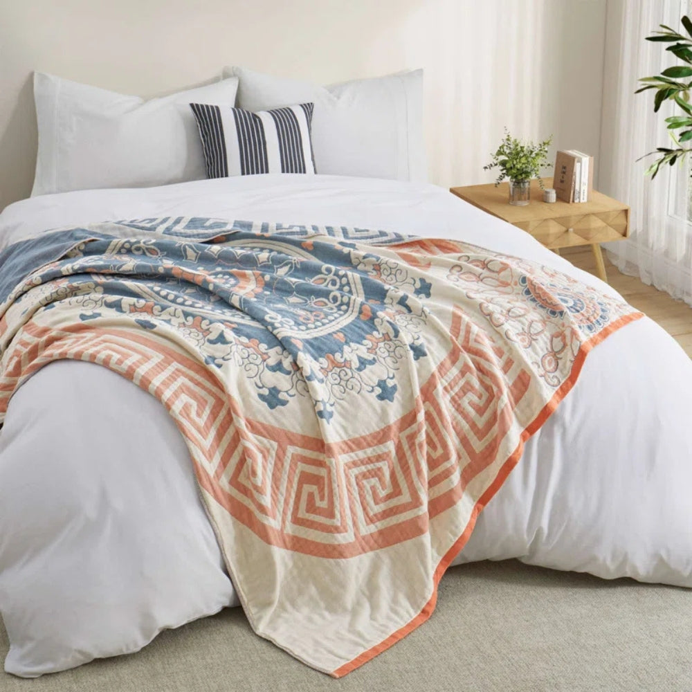 Geometric Cotton Throw Blanket for All Seasons