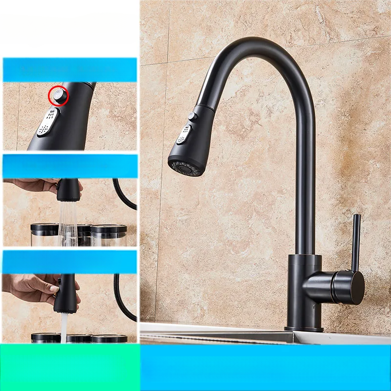 Flexible Brushed Nickel Kitchen Faucet with Rotating Spout