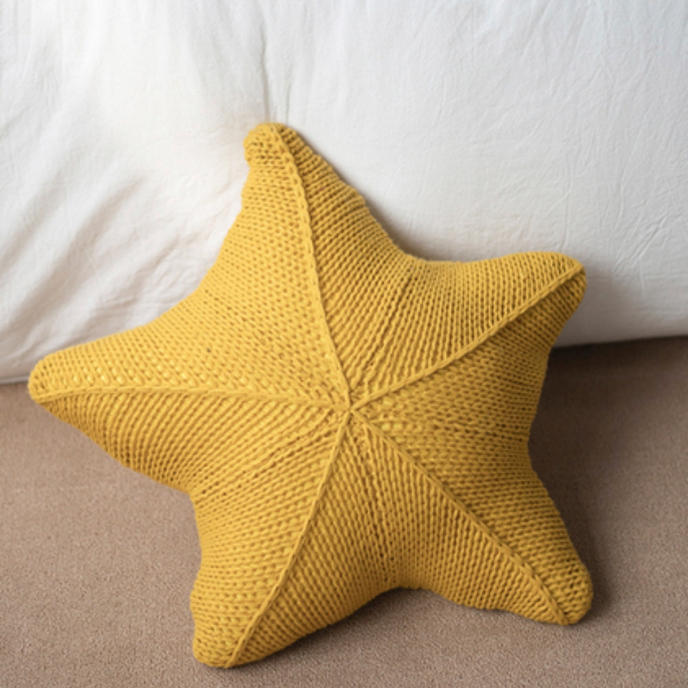 Hand-Knitted Starfish Cushion for Coastal Decor