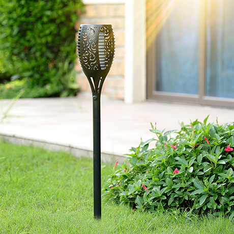 Solar-Powered Flickering Flame Torch Light