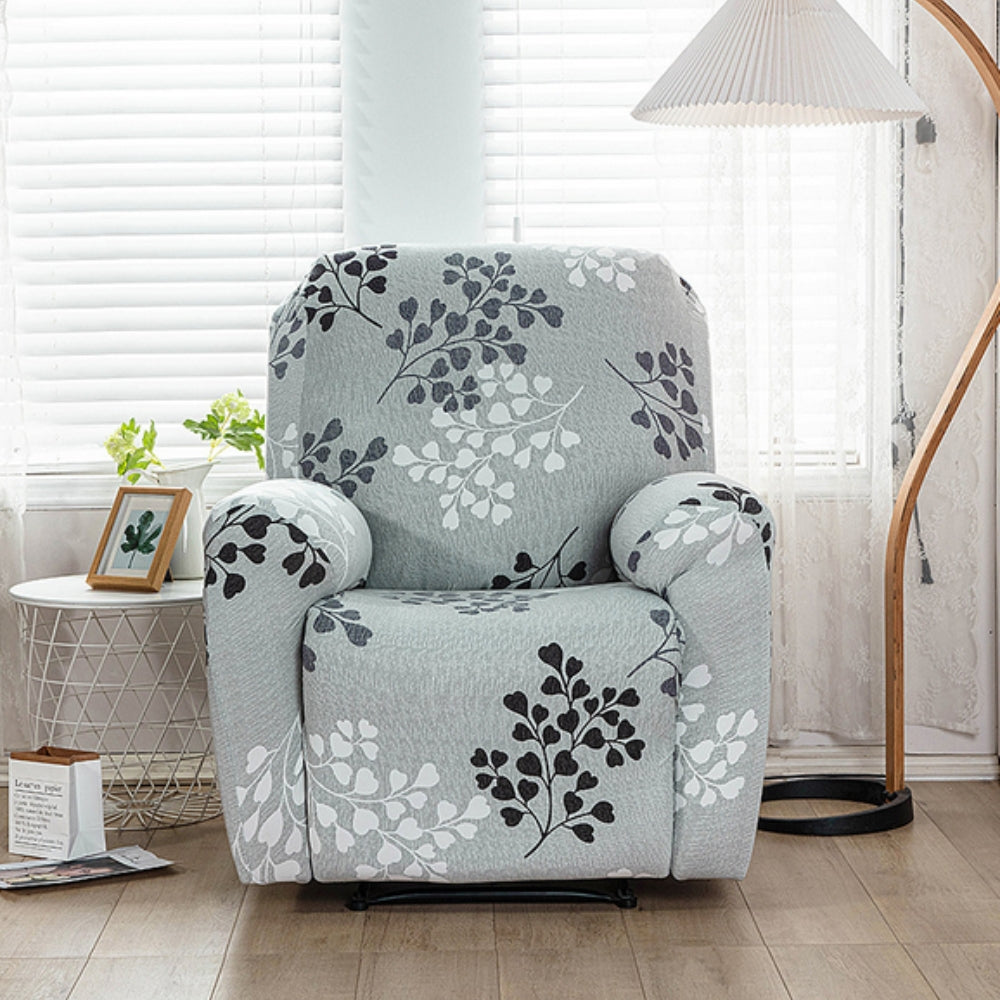 Floral Stretch Recliner Sofa Cover with Side Pockets