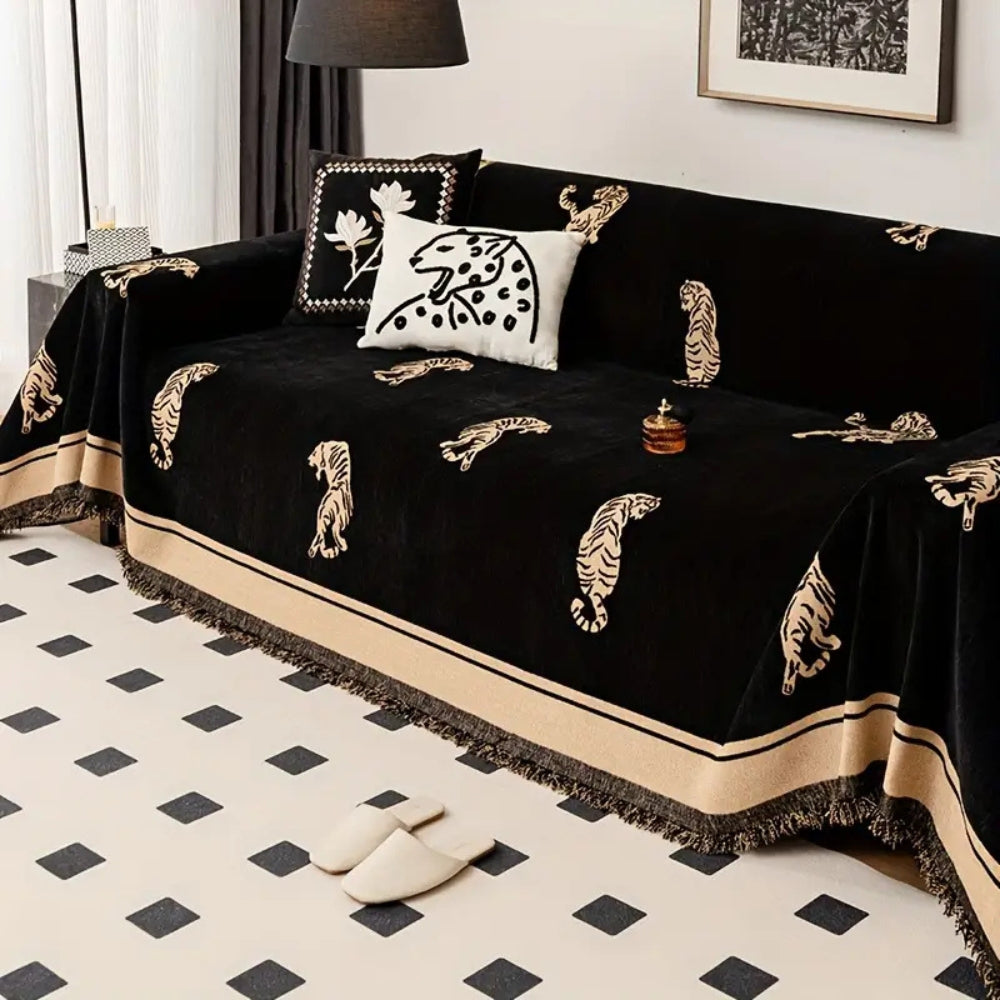 Reversible Tiger Chenille Sofa Cover