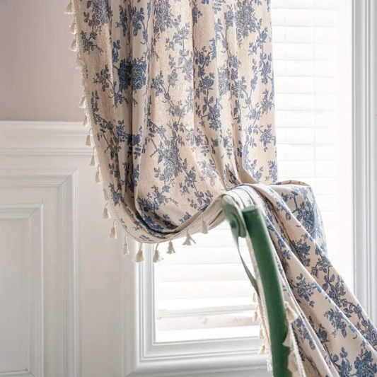 Blue Rose Semi-Sheer Eyelet Curtain