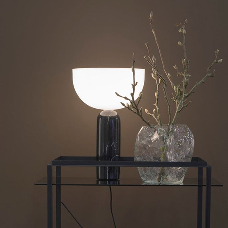 Marble Table Lamp with Gold Accents - Elegant White Marble Design