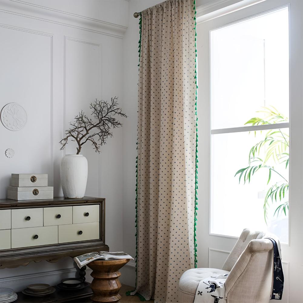 Cottage Petals Semi-Blackout Tassel Curtain
