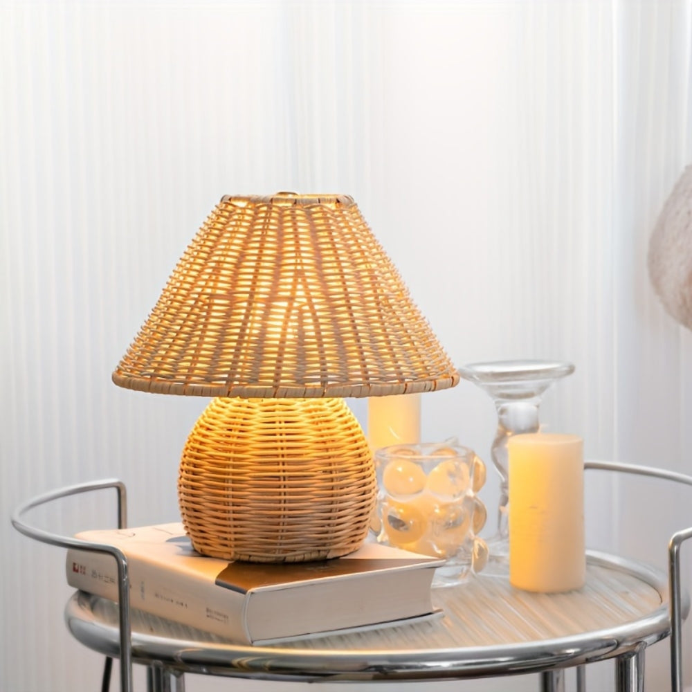 Rattan Table Lamp with Art Deco Design