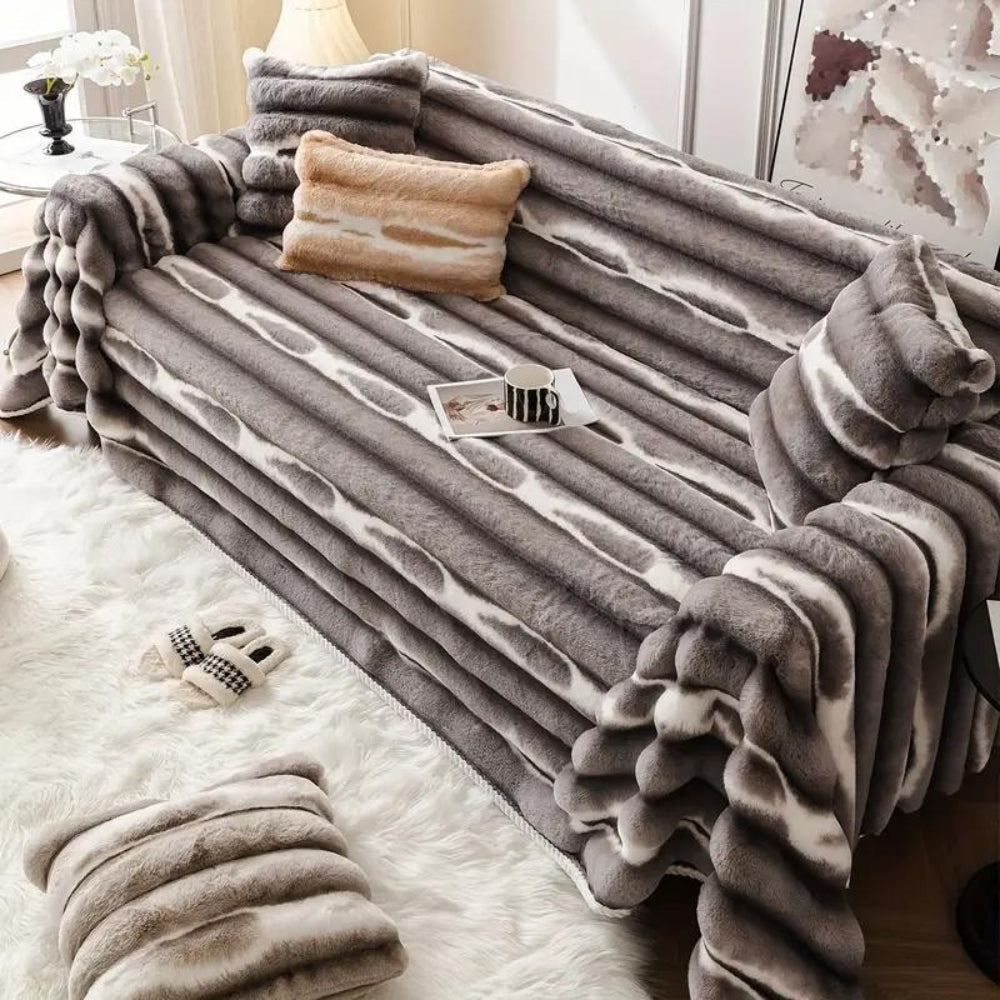 Plush Velvet Faux Fur Sofa Cover