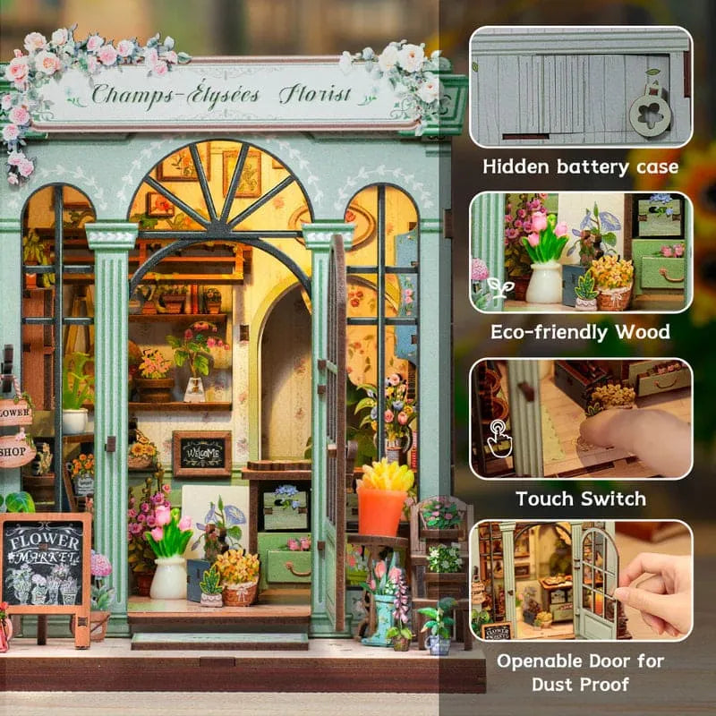 DIY Flower Shop Book Nook Kit with LED Lights