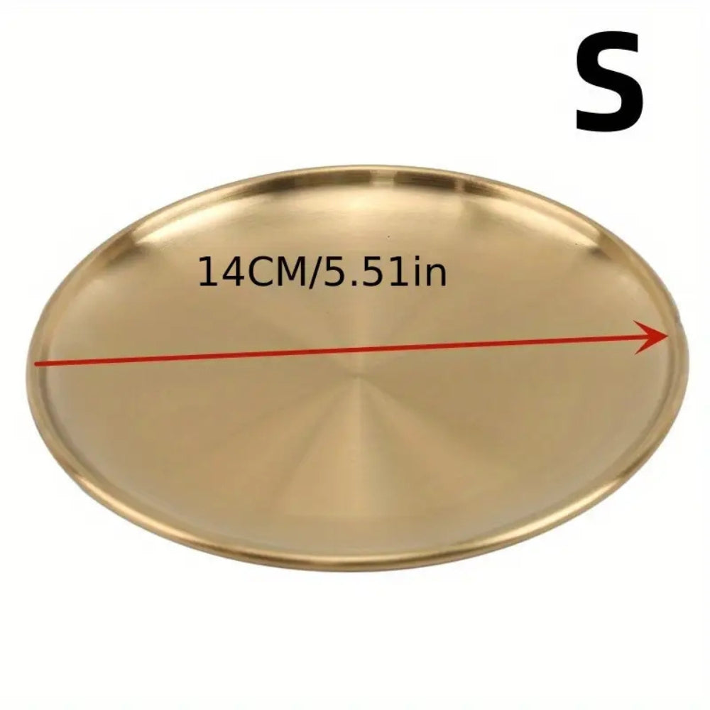 Golden Stainless Steel Serving Plates - Elegant & Rust-Resistant