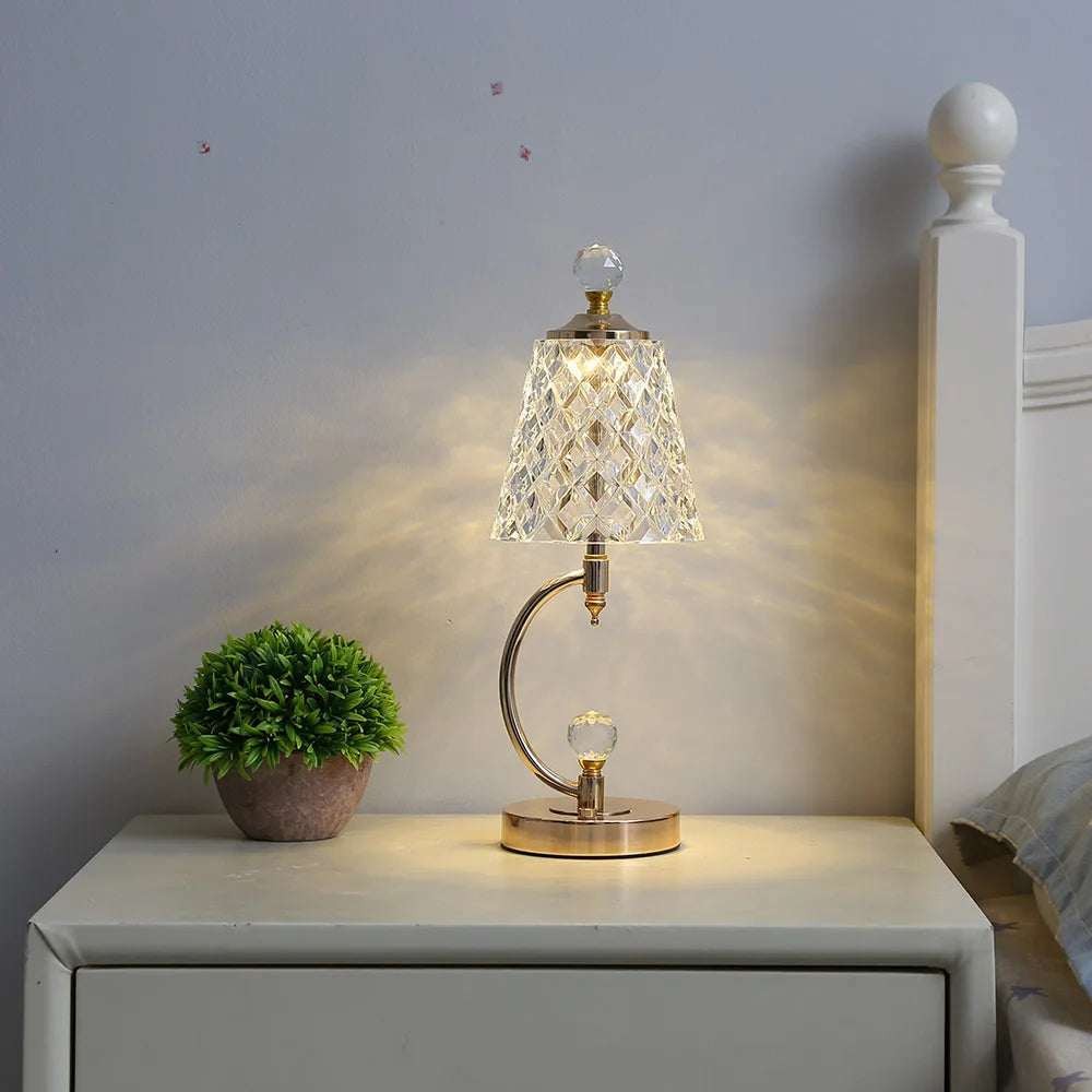 Vintage Crystal Table Lamp with Adjustable Lighting