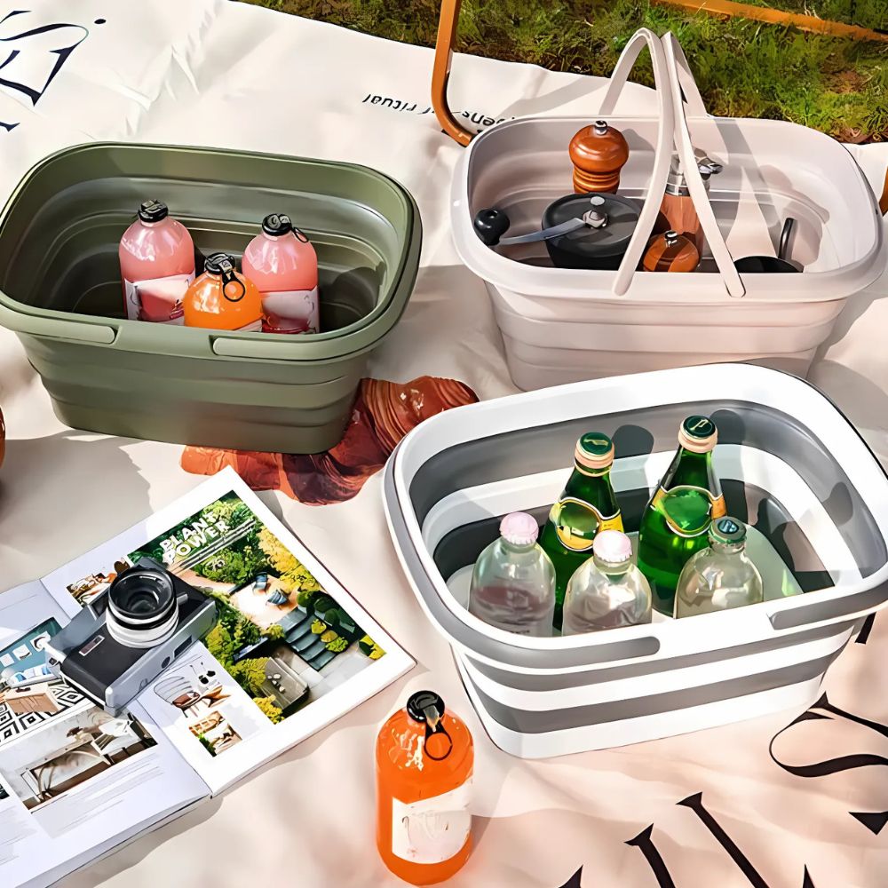 Collapsible Multi-Use Storage Basket for Camping and Home