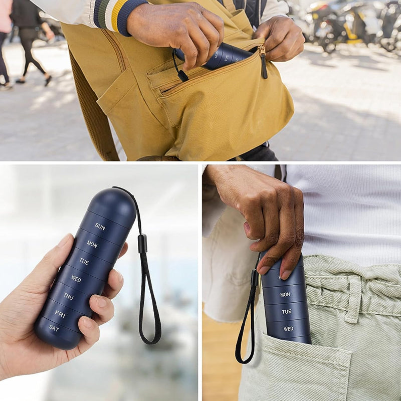 7-Day Aluminum Portable Pill Organizer with Waterproof Design