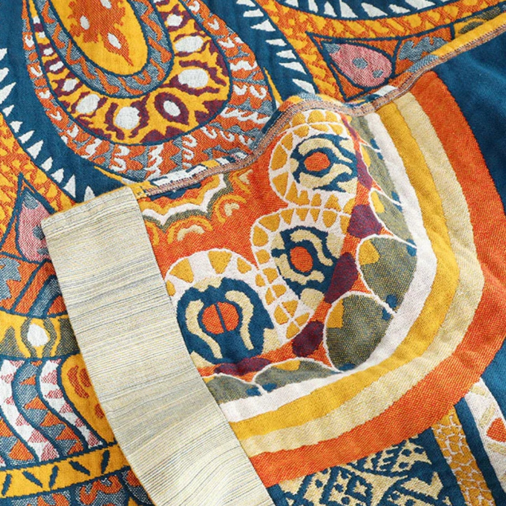 Reversible Bohemian Lotus Cotton Blanket