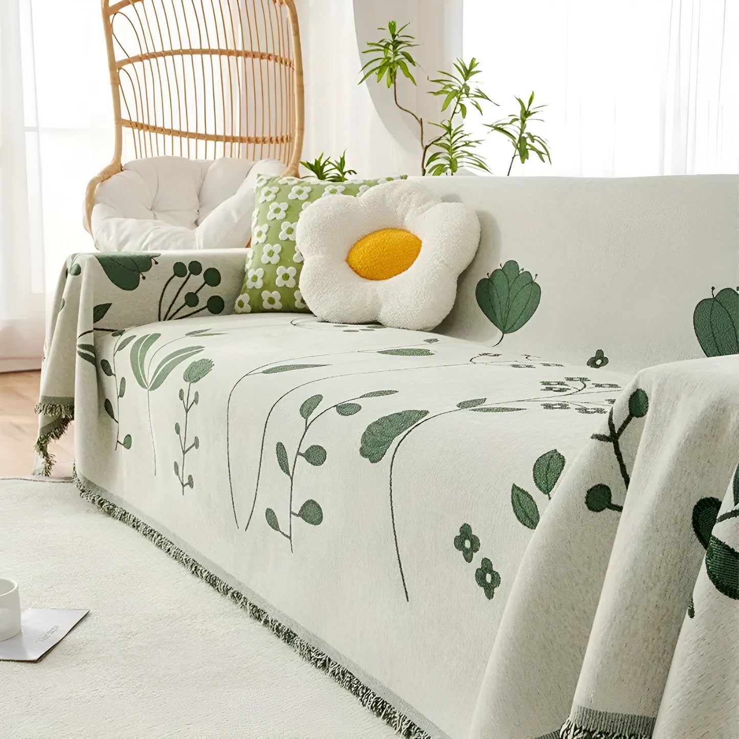 Reversible Floral Microfiber Sofa Cover