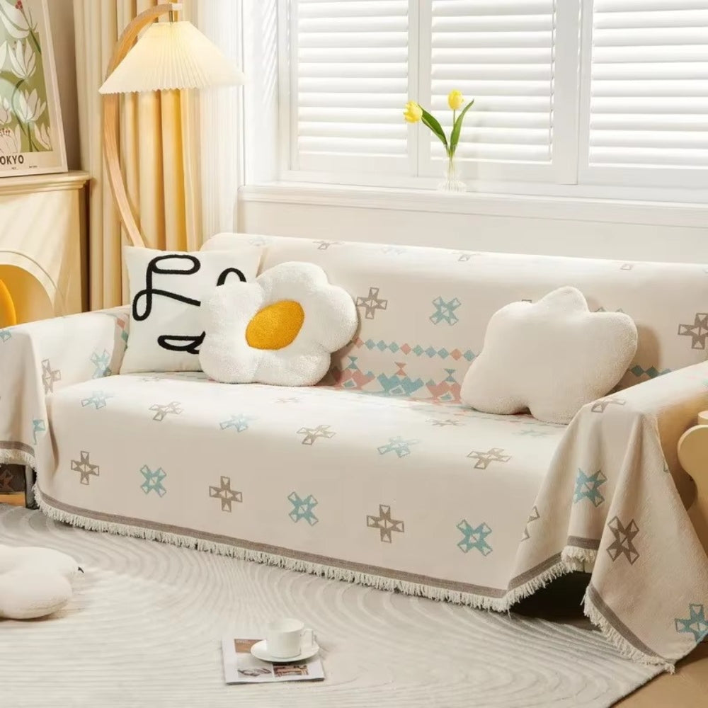 Plush Geometric Chenille Sofa Cover
